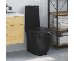 vidaXL Toilettes Rondes Céramique Noir