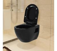 vidaXL Toilettes suspendues avec réservoir de chasse encastré Céramique noire
