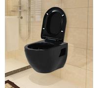 vidaXL Toilettes suspendues avec réservoir de chasse encastré Céramique noire