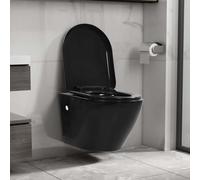 vidaXL Toilettes suspendues avec réservoir de chasse encastré Céramique noire