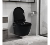 vidaXL toilettes suspendues sans bord avec fonction bidet céramique noire