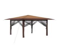 vidaXL, pavillon avec 4 parois, dimensions 4 x 4 mètres, couleur beige et marron