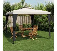 vidaXL Tonnelle à double toit crème 2,98x2,98 m acier, tonnelle de jardin, tonnelle de patio, pavillon, tonnelle 368440