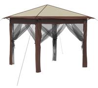 vidaXL, tonnelle avec 4 parois, dimensions 2,6 x 2,6 m, couleur crème et marron