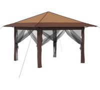 vidaXL, tonnelle avec 4 parois, dimensions 3,3 x 3,3 m, beige et marron