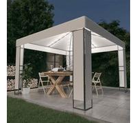 vidaXL Pavillon avec double toit & guirlande lumineuse LED 3x3 m Blanc