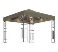 Pavillon avec guirlande lumineuse LED 3x3 m Taupe Tissu
