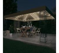 Pavillon avec guirlande lumineuse LED 3x4 m Taupe Tissu