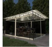 vidaXL Pavillon avec moustiquaire et guirlande LED 4x3x2,73 m Blanc crème