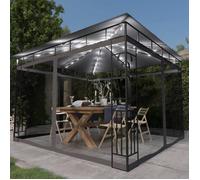 vidaXL Pavillon 3x3x2,73 m avec moustiquaire et guirlande LED Anthracite