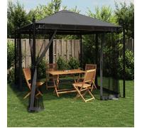 vidaXL Tonnelle avec parois en filet anthracite 2,93x2,93 m acier, tonnelle de jardin, tonnelle de patio, pavillon, tonnelle 368435