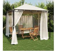 vidaXL Tonnelle avec parois en filet crème 2,93x2,93 m acier 368434