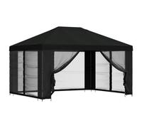 vidaXL Tonnelle avec parois latérales 4 x 3 m, noir, polyester et acier, auvent de jardin et terrasse, ombrage industriel, couverture pour pavillon, grand abri de patio pour événements