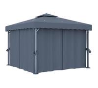vidaXL Pavillon avec rideau 3x3 m Anthracite Aluminium