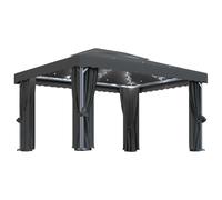 Chapiteau avec rideaux et chaînes lumineuses LED 4 x 3 m anthracite