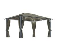 vidaXL Pavillon avec rideaux & guirlande lumineuse LED 400x300 cm Taupe Alu