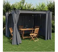 vidaXL Pavillon avec rideaux anthracite 3x3 m acier