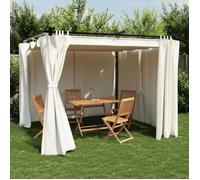 vidaXL Pavillon avec rideaux Crème 3x3 m Acier