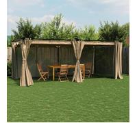 vidaXL Pavillon avec rideaux Taupe 6x3 m acier