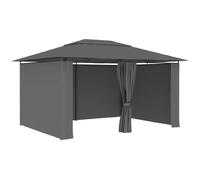 vidaXL Pavillon de jardin avec rideaux - 4 x 3 m - Anthracite