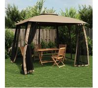 vidaXL Pavillon avec double toit & parois en filet Taupe 2,93x2,93 m Acier