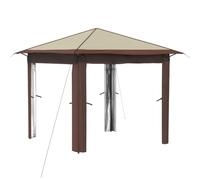 vidaXL Tonnelle sans paroi latérale de 2,6 x 2,6 m, crème et marron, moderne, résistante aux intempéries, housse d'événement portable, tente facile à installer, solution d'ombrage extérieure, auvent