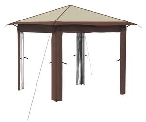 vidaXL, tonnelle sans parois latérales, 2,6 x 2,6 m, couleur crème et marron