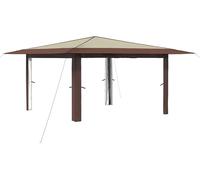 vidaXL, tonnelle sans parois latérales, 4 x 4 mètres, couleur crème et marron