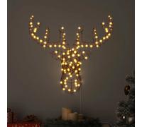 vidaXL Traîneau tiré par un renne avec 140 LED Blanc chaud Rotin