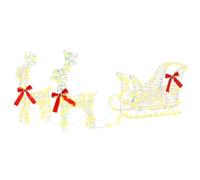 vidaXL Traîneau tiré par un renne – Décor Noël blanc chaud, USB, 30×12×54,5 cm
