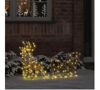 vidaXL Traîneau tiré par un renne – Décor Noël blanc chaud, USB, 30×12×54,5 cm