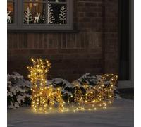 vidaXL Traîneau tiré par Un Renne Blanc Chaud 30 x 12 x 55 cm Pet, Salon, Éclairage Moderne, Alimentation USB, Thème Blanc Chaud, Décor pour Les fêtes, Ornement Noël, Traîneau Renne