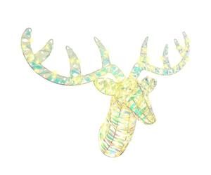 vidaXL Traîneau tiré par Un Renne Blanc Chaud 68 x 36.5 x 62.5 cm Pet, Décor de Noël Moderne, Figurine de Renne, Ornement Lumineux, Affichage USB Festif pour Les fêtes