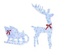 vidaXL Traîneau tiré par Un Renne Bleu 70 x 26 x 128.5 cm Acrylique, Figurine de Renne LED, Décoration Moderne et Durable, Éclairage Acrylique pour Les Fêtes, Intérieur et Extérieur