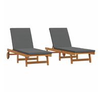 vidaXL Chaise longue 2 pièces Marron 65 x 199 x 84 cm Bois massif d'acacia