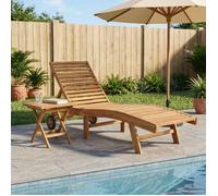vidaXL Chaise longue 2 pièces en bois de teck massif Marron