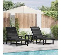 vidaXL Transat 2 pcs Noir 195,5 x 53 x 98,5 cm Polyéthylène