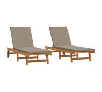 vidaXL Chaise longue 2 personnes 2 pièces Marron Bois massif Acacia
