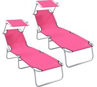 vidaXL Transat 2 pièces Rose 58 x 188 x 77 cm Polyester