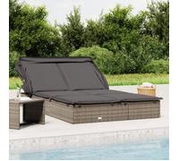 vidaXL Bain de soleil 319651 2 personnes avec toit Gris Poly rotin 213x118x97 cm