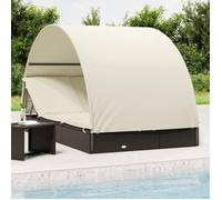vidaXL Transat 2 places avec toit rond noir 211x112x140 cm, chaise longue, chaise longue d'extérieur, lit de salon, lit de 319654