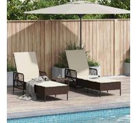 vidaXL Transat 3 pcs Marron et crème blanche 200 x 55 x 92 cm