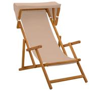 vidaXL : Transat 3 positions, bois d'eucalyptus massif, couleur taupe