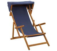 vidaXL Transat 3 positions, en bois d'eucalyptus massif, couleur bleue