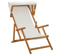 vidaXL : Transat 3 positions, en bois d'eucalyptus massif, couleur crème