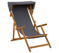 vidaXL Transat 3 positions, en bois d'eucalyptus massif, couleur gris