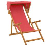 vidaXL Transat 3 positions, en bois d'eucalyptus massif, couleur rouge