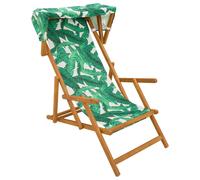 vidaXL Transat 3 positions, en bois d'eucalyptus massif, motif feuille