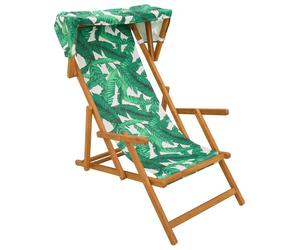 vidaXL Transat 3 positions, en bois d'eucalyptus massif, motif feuille