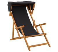 vidaXL Transat 3 positions, en bois d'eucalyptus massif, noir